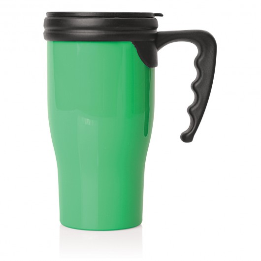 Green Double Wall Plastic Travel Mugs